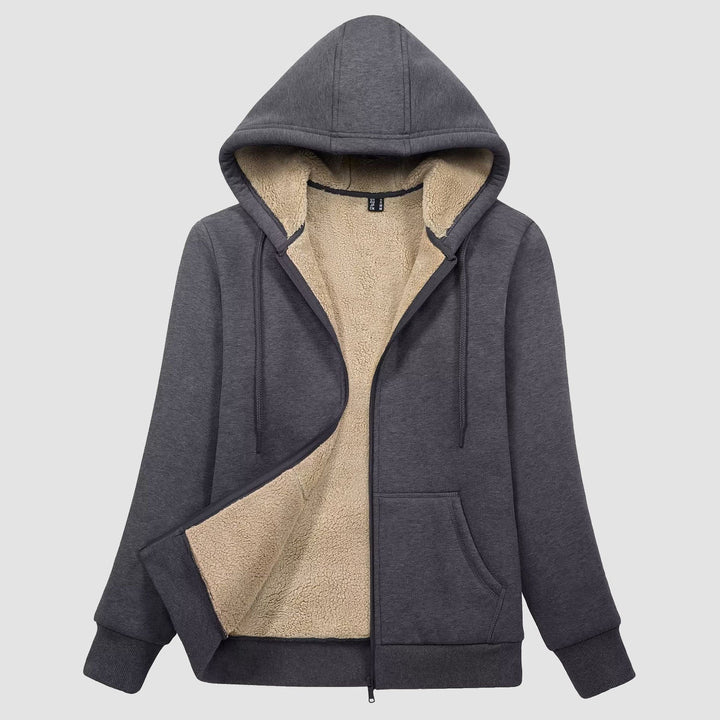 Sweat à Capuche Femme Doublé Sherpa Zippé avec Poches