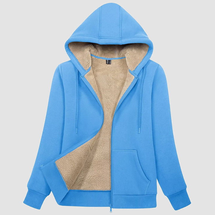 Sweat à Capuche Femme Doublé Sherpa Zippé avec Poches
