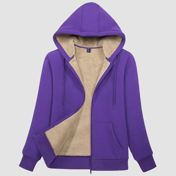 Sweat à Capuche Femme Doublé Sherpa Zippé avec Poches