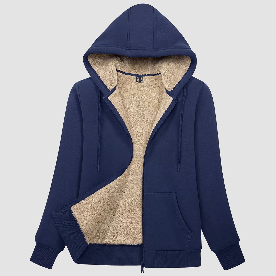 Sweat à Capuche Femme Doublé Sherpa Zippé avec Poches