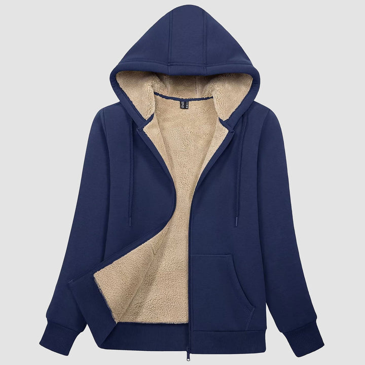 Sweat à Capuche Femme Doublé Sherpa Zippé avec Poches