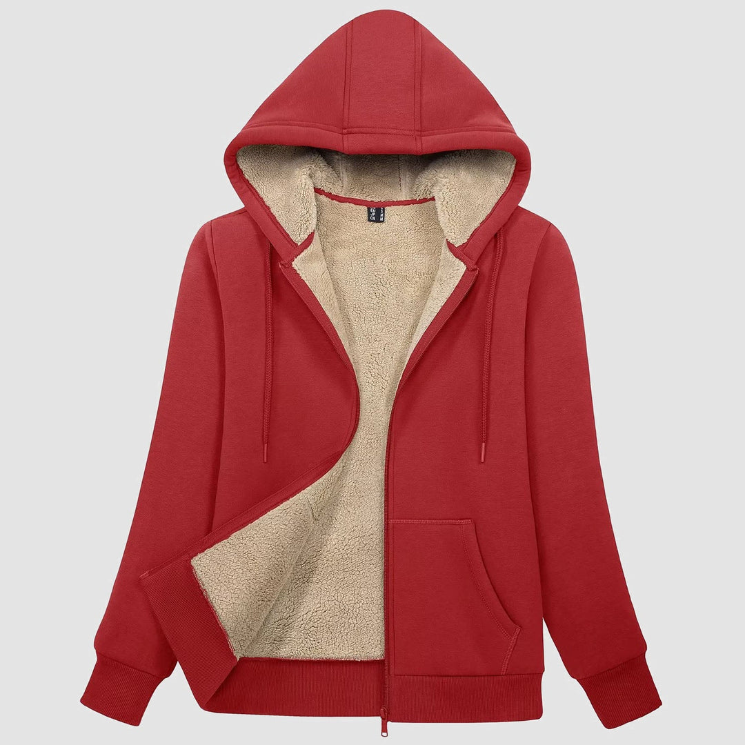 Sweat à Capuche Femme Doublé Sherpa Zippé avec Poches