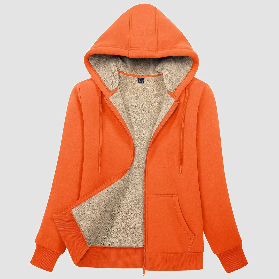 Sweat à Capuche Femme Doublé Sherpa Zippé avec Poches