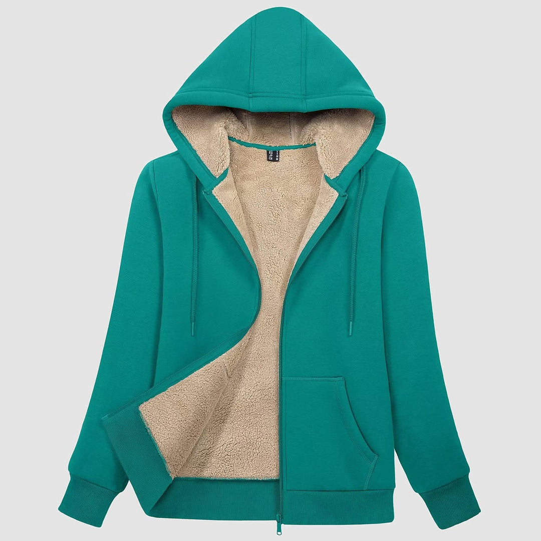Sweat à Capuche Femme Doublé Sherpa Zippé avec Poches