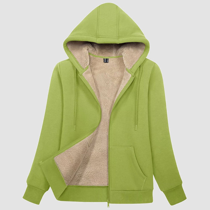 Sweat à Capuche Femme Doublé Sherpa Zippé avec Poches
