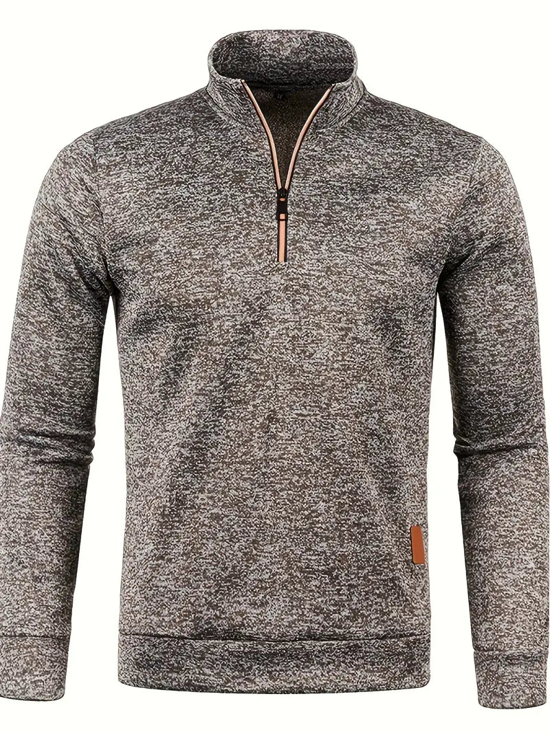 Maglione da uomo in pile con mezza cerniera e collo alto
