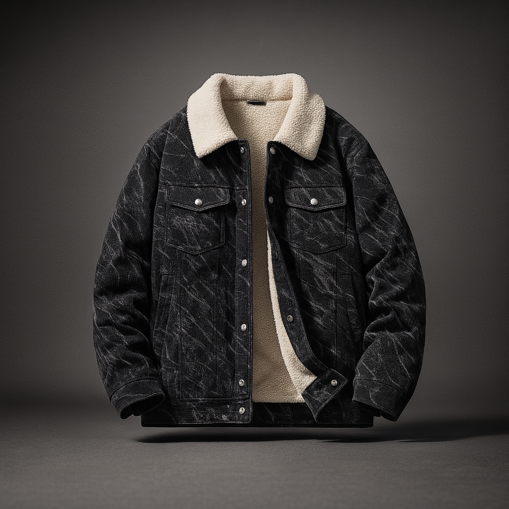 Veste en Velours Côtelé Homme Doublée Sherpa Boutonnée