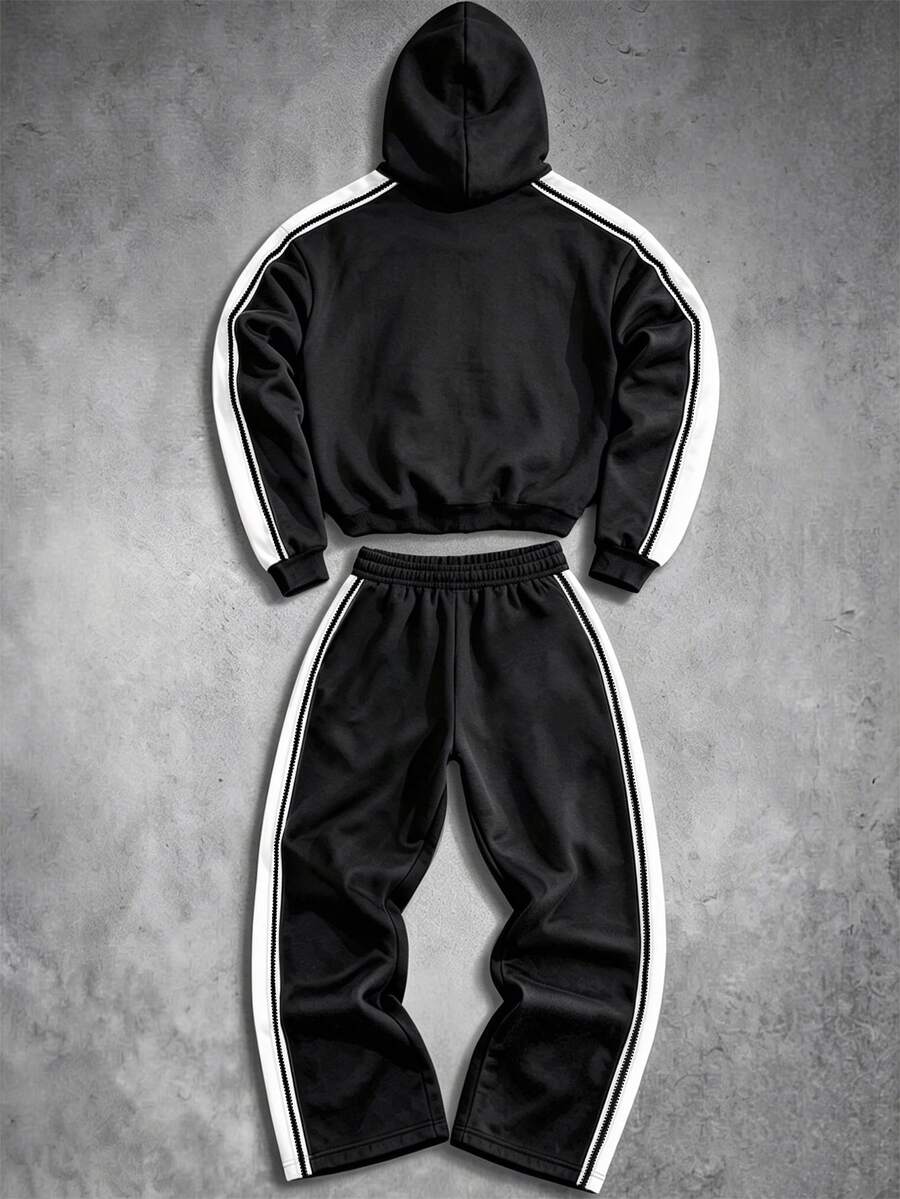 Herren-Trainingsanzug mit Kapuze, Reißverschluss und Baggy-Hose