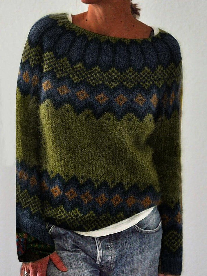 Pull Nordique Rétro en Mélange de Laine