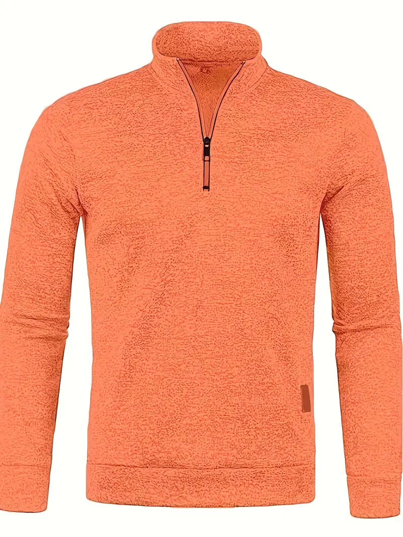 Maglione da uomo in pile con mezza cerniera e collo alto