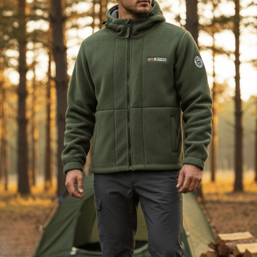 Polaire Homme Coupe-Vent à Capuche Poches Zippées
