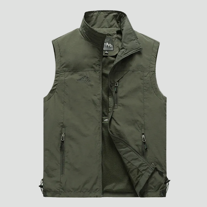 Gilet da trekking da uomo leggero, traspirante, con tasche multiple