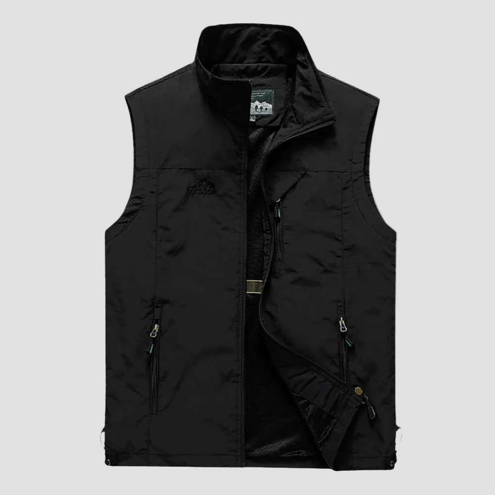Gilet da trekking da uomo leggero, traspirante, con tasche multiple
