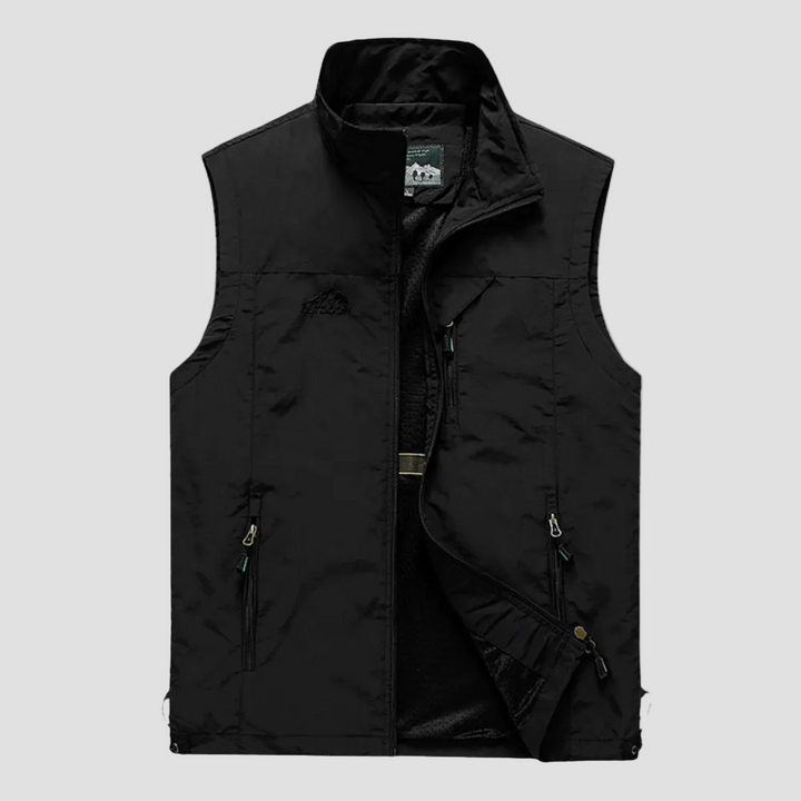 Gilet da trekking da uomo leggero, traspirante, con tasche multiple
