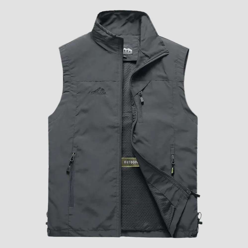 Gilet da trekking da uomo leggero, traspirante, con tasche multiple