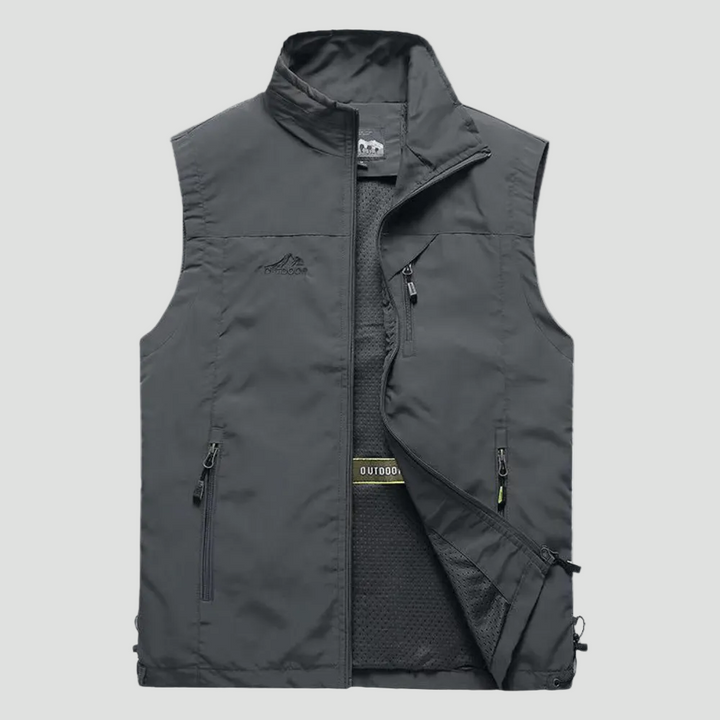Gilet da trekking da uomo leggero, traspirante, con tasche multiple
