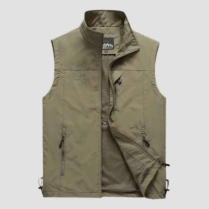 Gilet da trekking da uomo leggero, traspirante, con tasche multiple