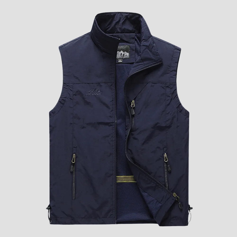 Gilet da trekking da uomo leggero, traspirante, con tasche multiple