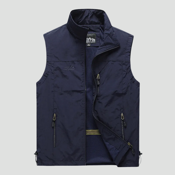 Gilet da trekking da uomo leggero, traspirante, con tasche multiple