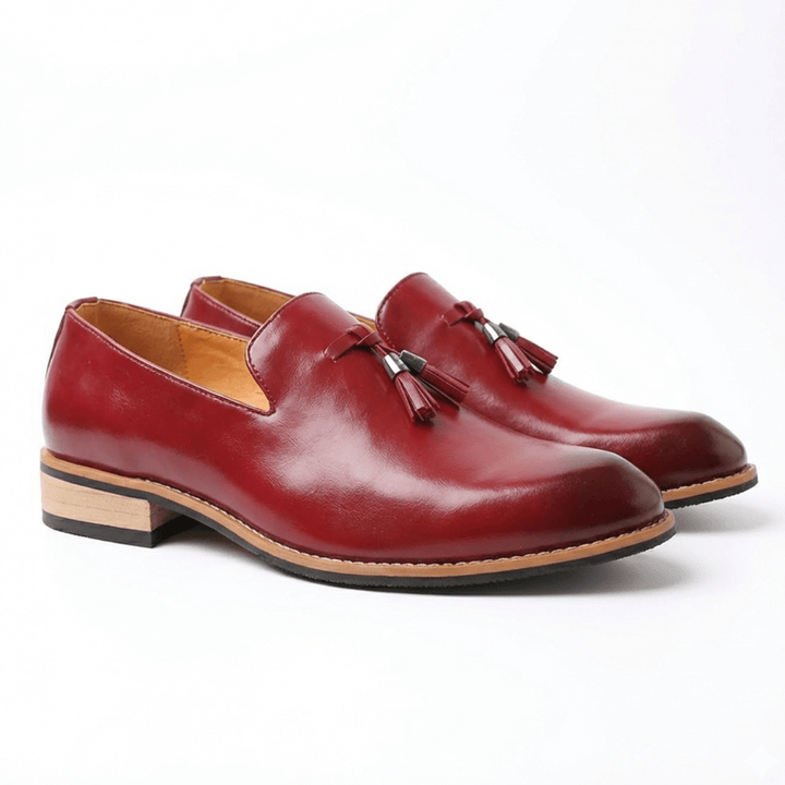 Mocassins Homme en Cuir avec Pampilles et Talon en Bois