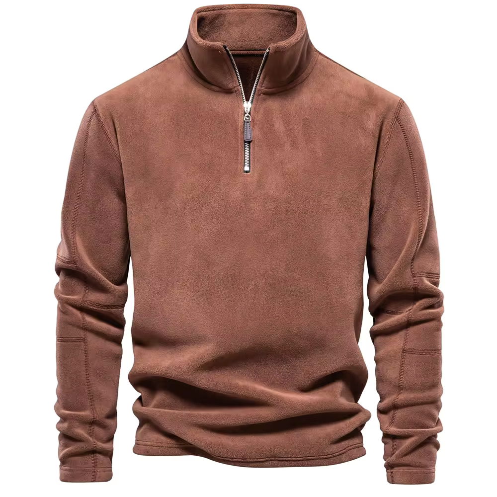 Pull en Polaire à Demi Zip et Col Montant pour Homme