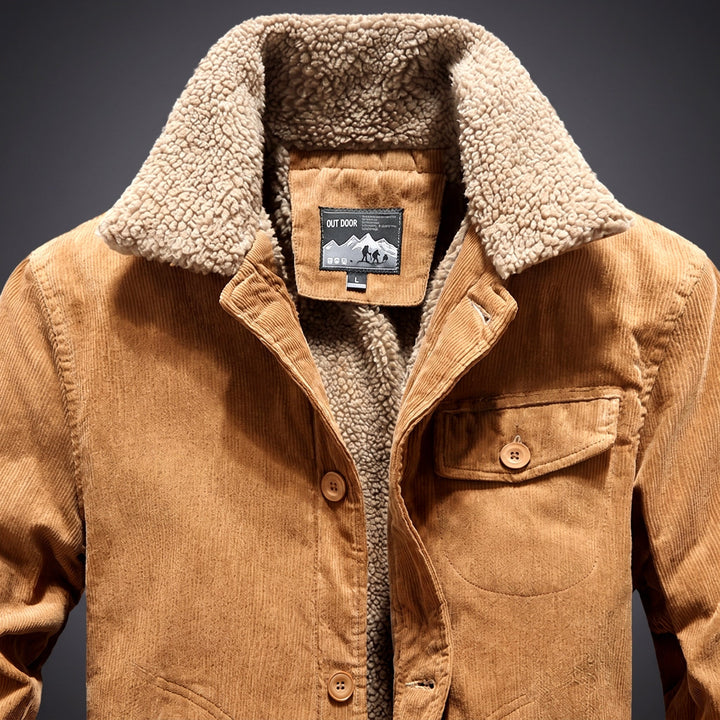 Veste en Velours Côtelé Homme Doublée Sherpa Boutonnée