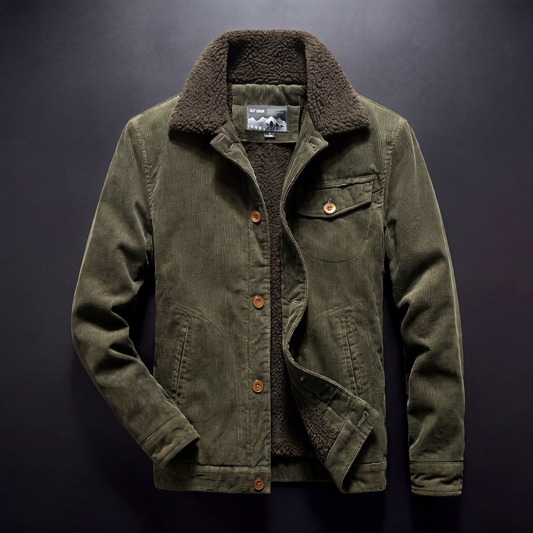 Veste en Velours Côtelé Homme Doublée Sherpa Boutonnée