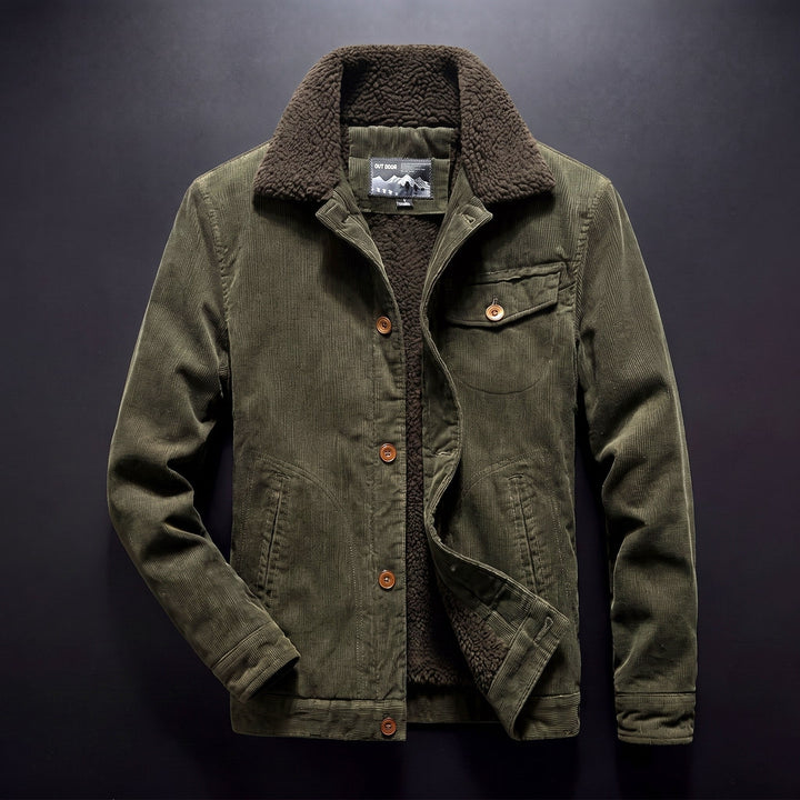 Veste en Velours Côtelé Homme Doublée Sherpa Boutonnée