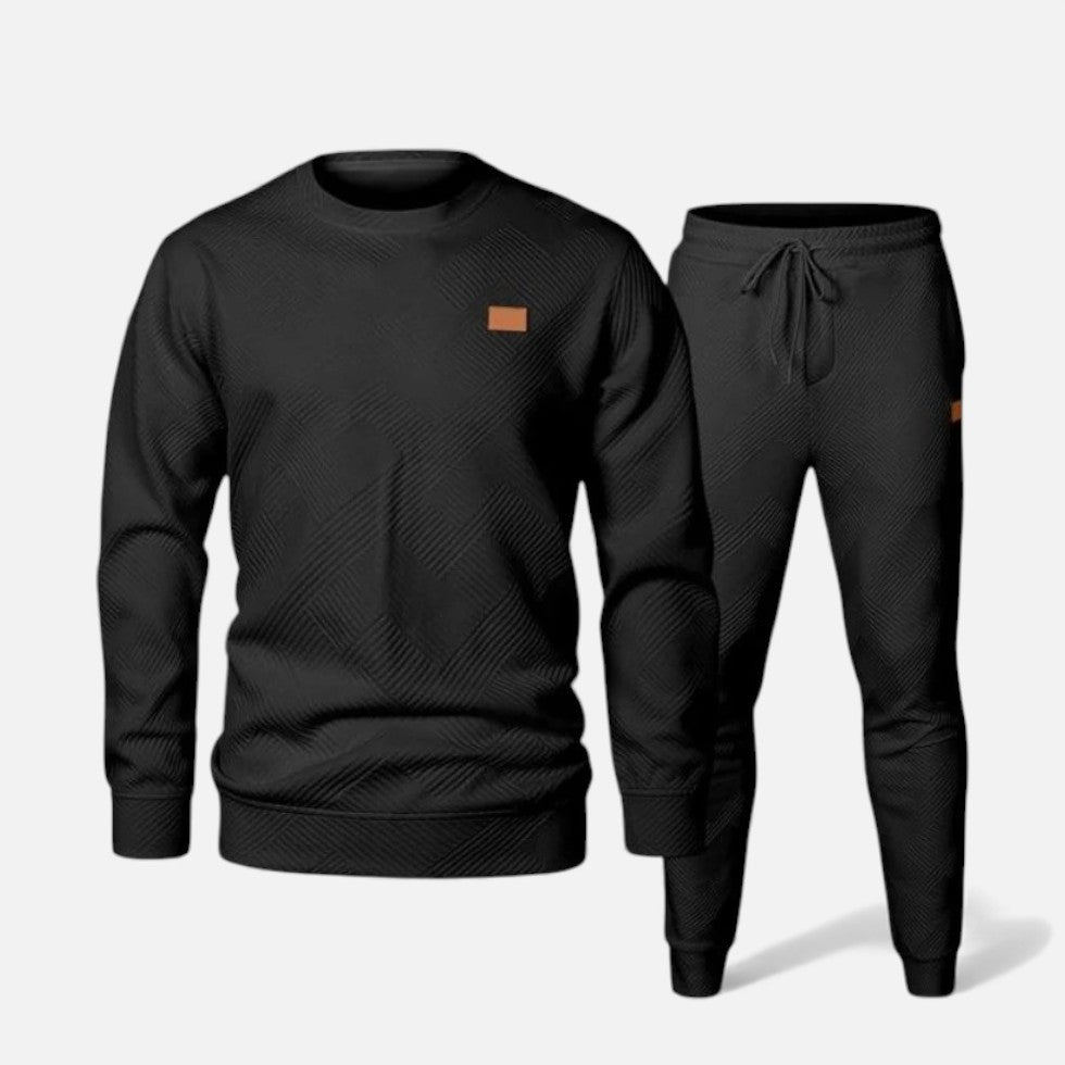 Heren-sweatset met ronde hals, lange mouwen en joggerbroek met trekkoord