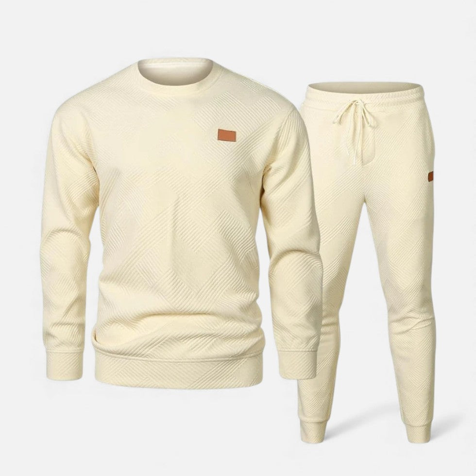 Heren-sweatset met ronde hals, lange mouwen en joggerbroek met trekkoord