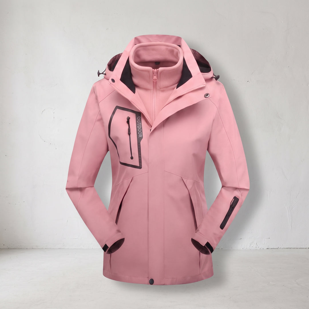 Women's Convertible Hiking Jacket with Removable Fleece and Hood