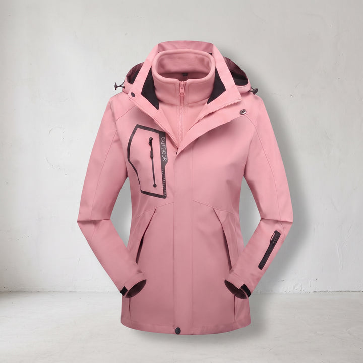 Women's Convertible Hiking Jacket with Removable Fleece and Hood