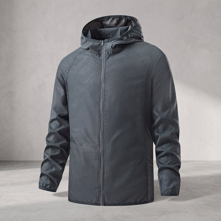 Men's Waterproof Hooded Windbreaker with Full-Zip Closure