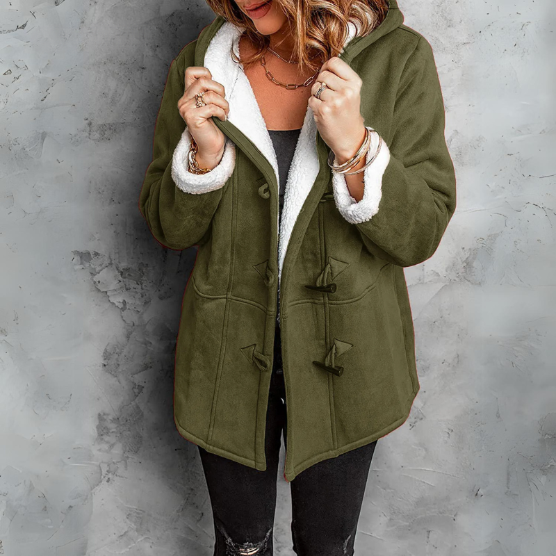 Women's sherpa-lined duffle coat with hood