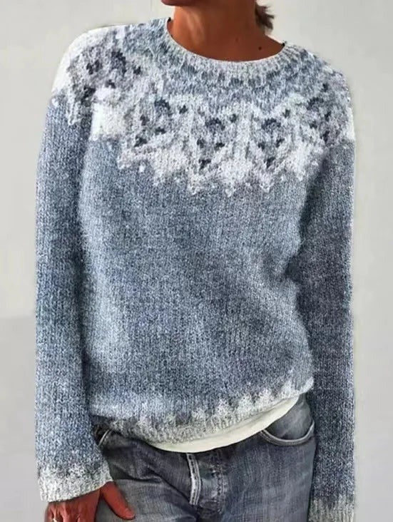 Pull Nordique Rétro en Mélange de Laine