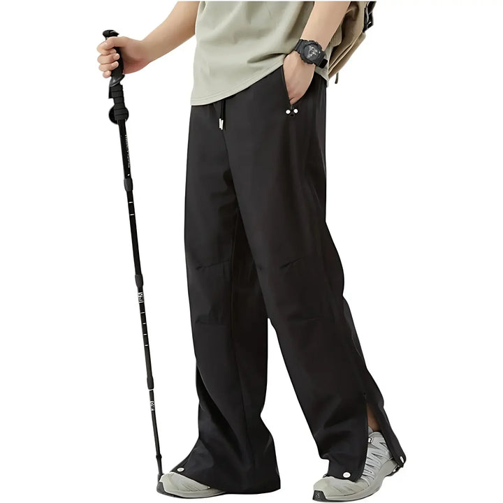 Men's Water-Repellent Windproof Rain Pants with Side Zippers