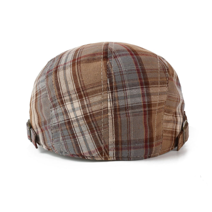 Herren-Schiebermütze mit Tartan-Muster, verstellbarem Riemen und kurzem Schirm
