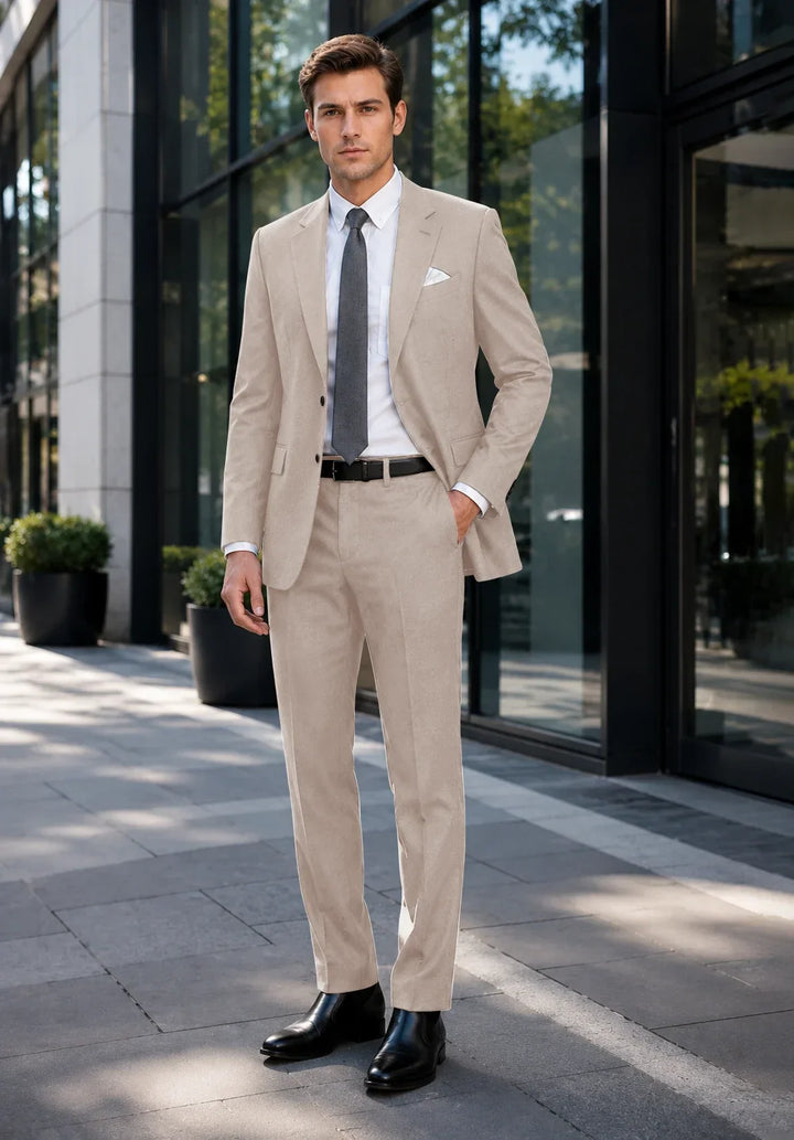 Klassischer Business-Zweiteiler für Herren mit Reverskragen und Hose mit niedrigem Bund