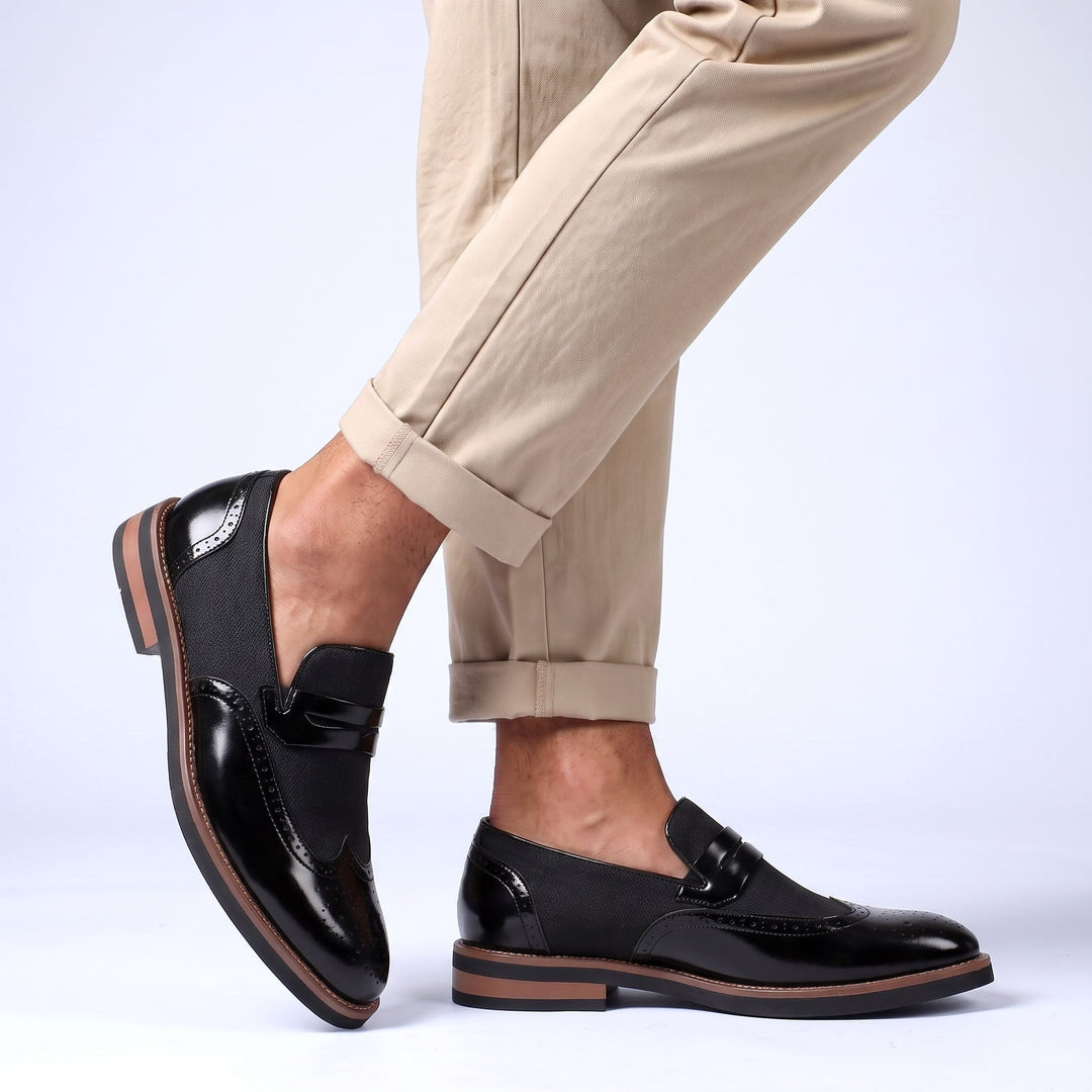 Herren-Loafer aus Leder mit Brogue-Details und Schlupfdesign