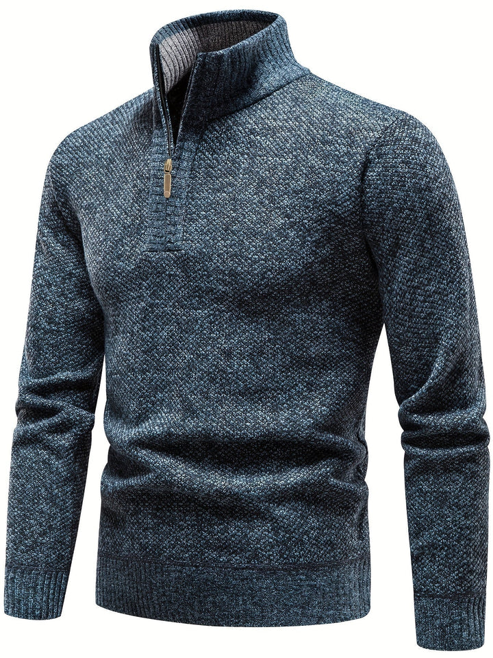 Pull Col Montant à Demi Zip et Maille Chinée pour Homme