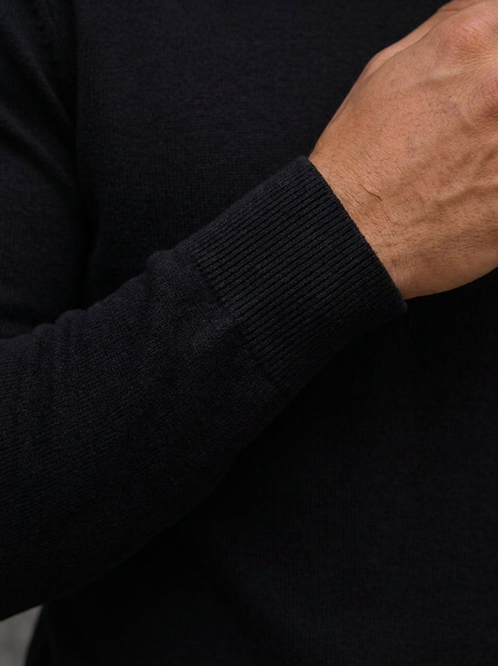 Pullover da uomo a collo alto reversibile in maglia tinta unita a maniche lunghe