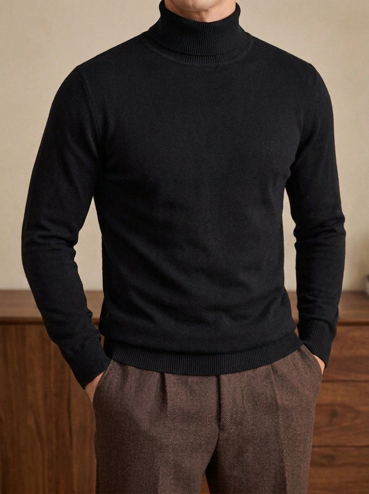 Pullover da uomo a collo alto reversibile in maglia tinta unita a maniche lunghe