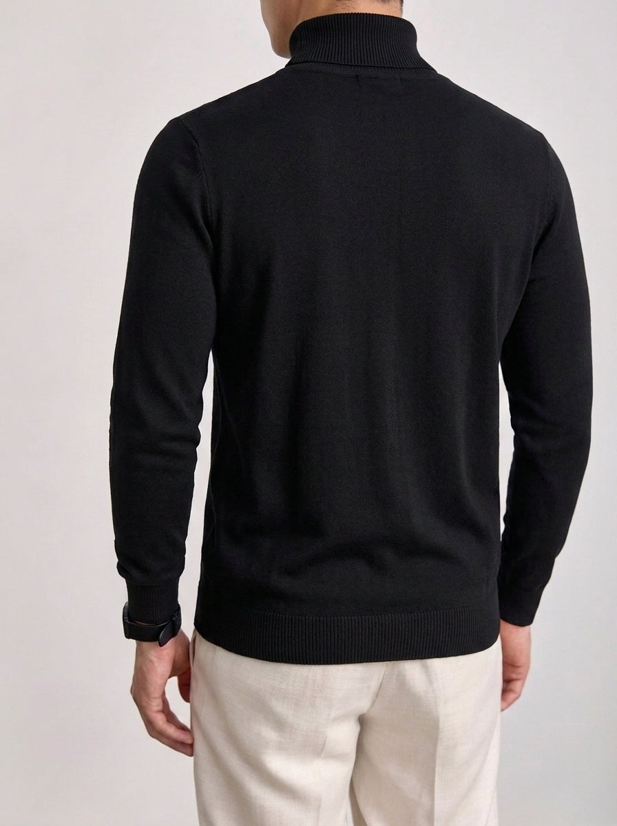 Pullover da uomo a collo alto reversibile in maglia tinta unita a maniche lunghe