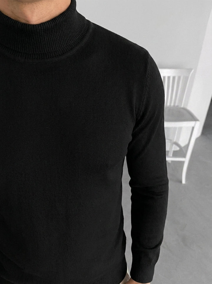 Pullover da uomo a collo alto reversibile in maglia tinta unita a maniche lunghe