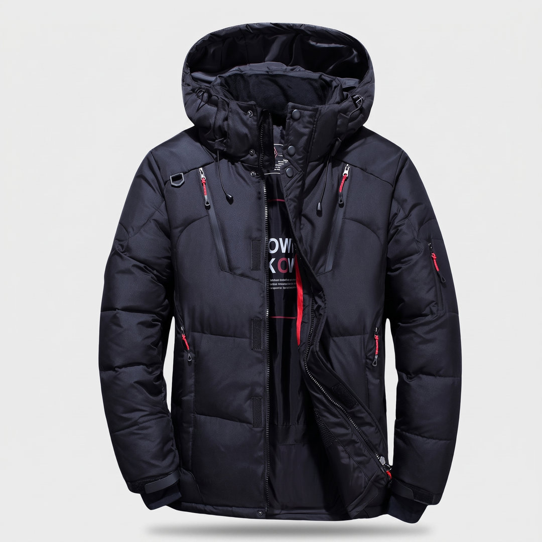 Doudoune Homme à Capuche Amovible Multi Poches Zippées