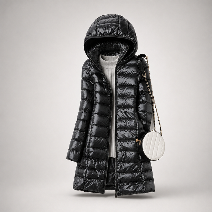 Doudoune Femme Légère À Capuche Amovible Coupe Ajustée