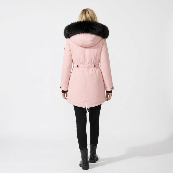 Parka Femme à Capuche Fourrure Synthétique Taille Ajustable