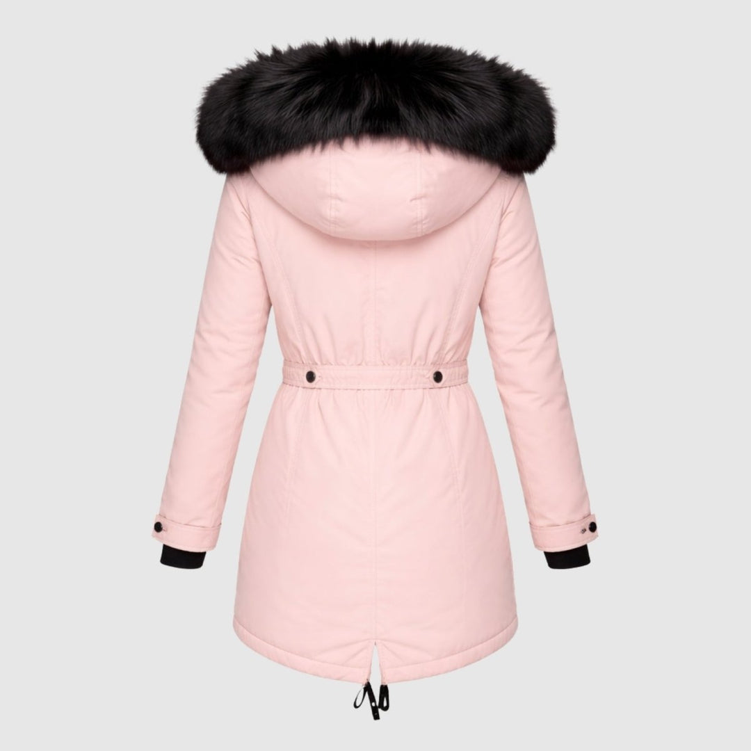 Parka Femme à Capuche Fourrure Synthétique Taille Ajustable