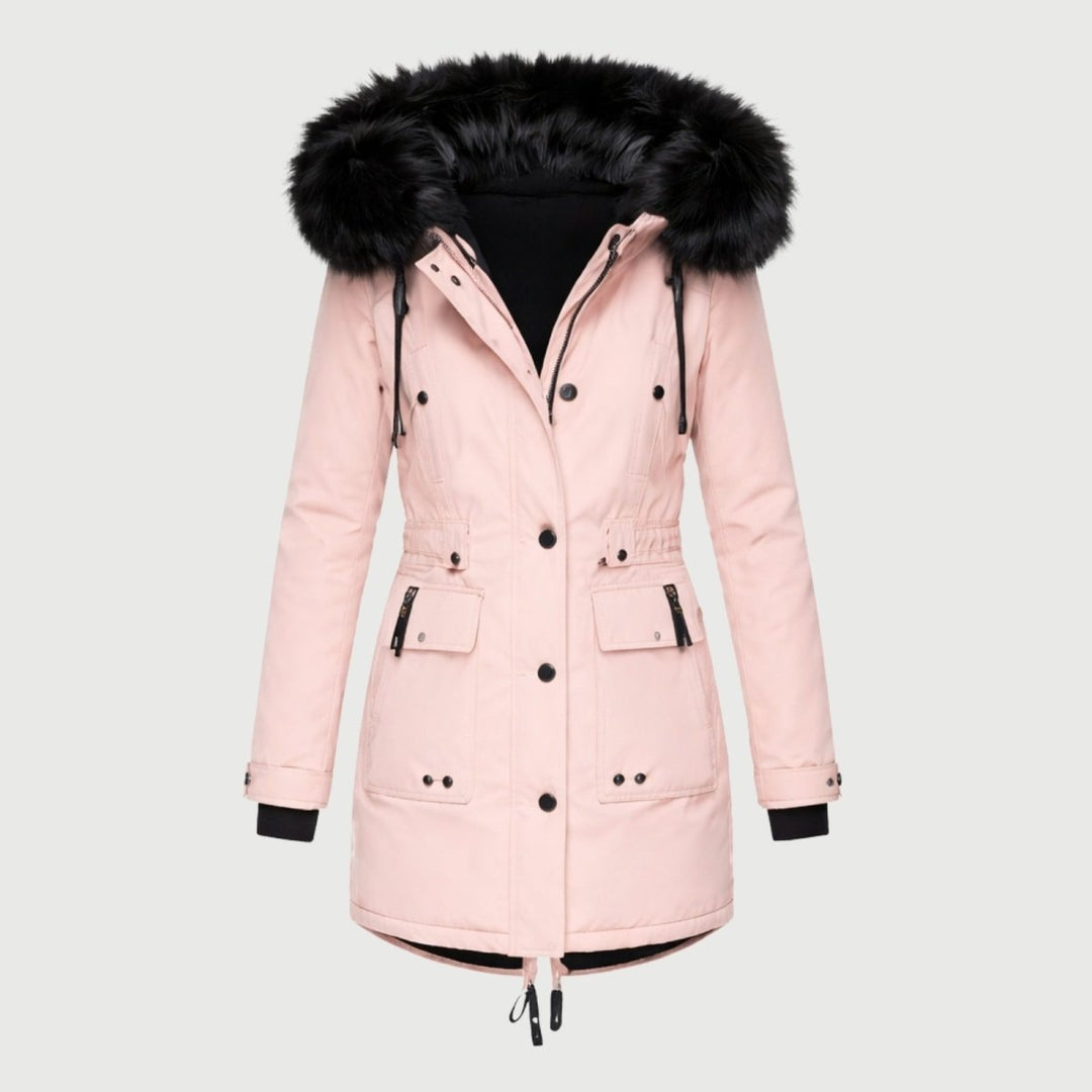 Parka Femme à Capuche Fourrure Synthétique Taille Ajustable