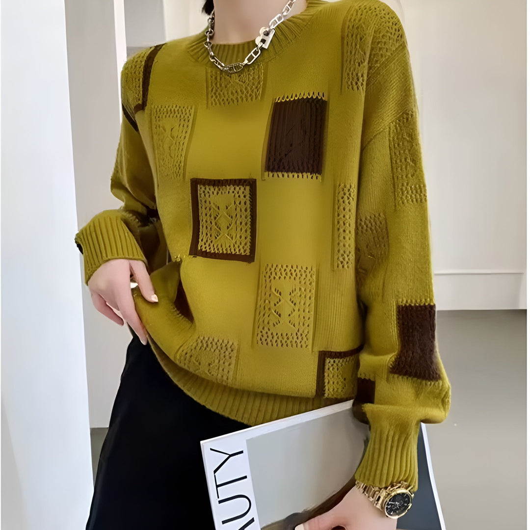 Maglione da donna in maglia - Girocollo, maniche lunghe, vestibilità casual